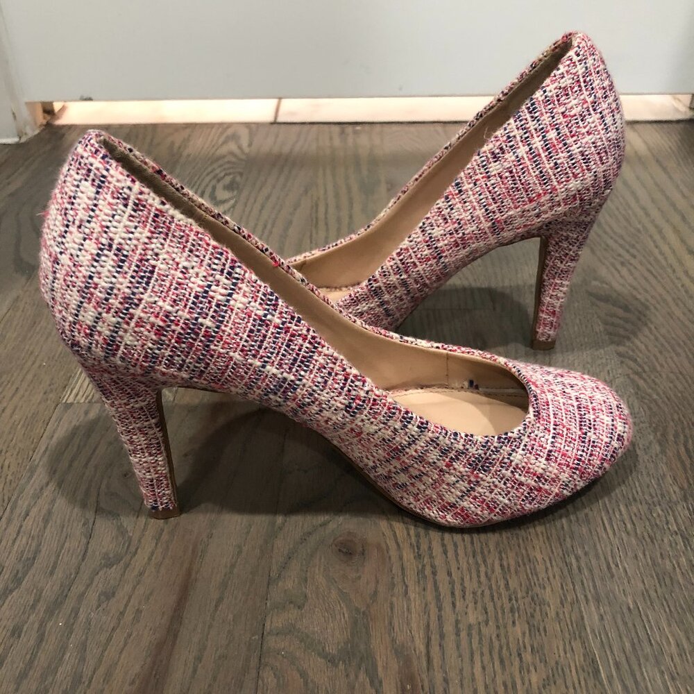 Kelly & Katie - Pink Tweed Work Heels - Size 8
